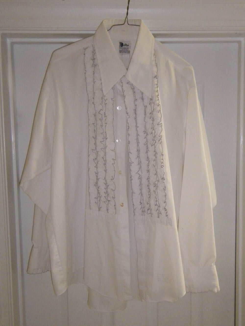 Vintage Delton Men's Tuxedo Shirt White Ruffles Tux 60s 70s Retro Prom Disco